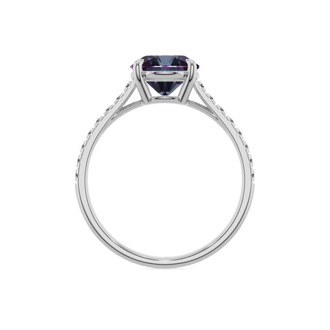 lab grown alexandrite round half eterity solitaire engagement ring