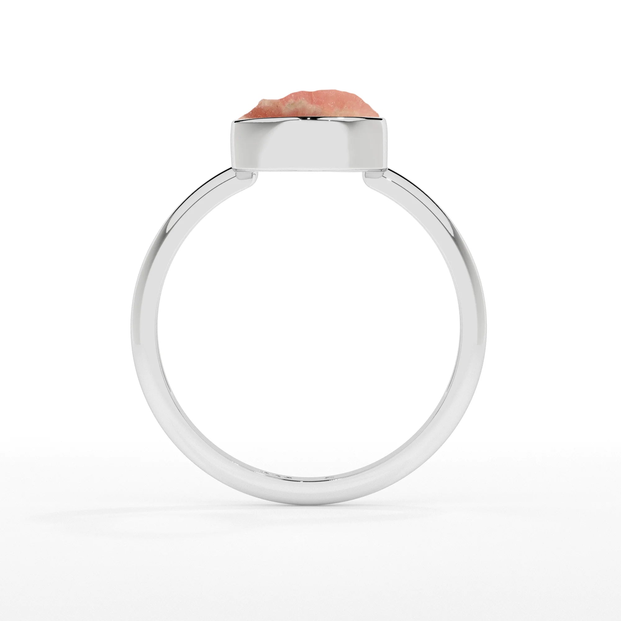 rhodochrosite rough shape stackable bezel-set ring