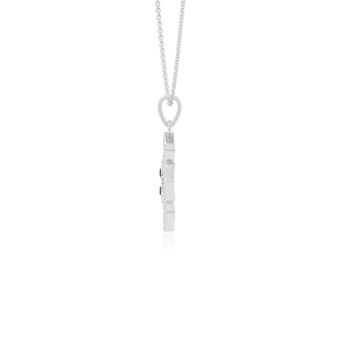 natural black-onyx 4 petal flower necklaces in sterling silver 
