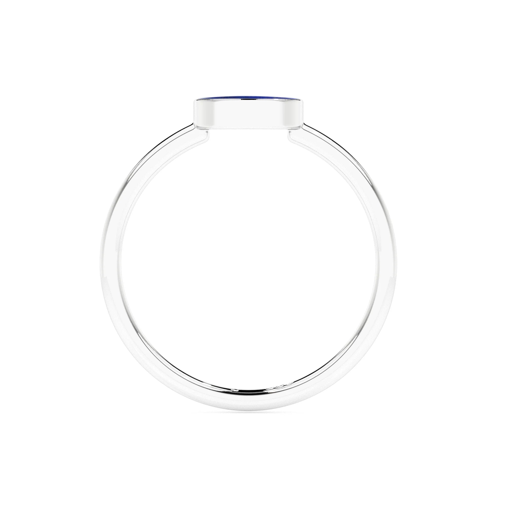 lapis lazuli moon shape stackable bezel-set ring