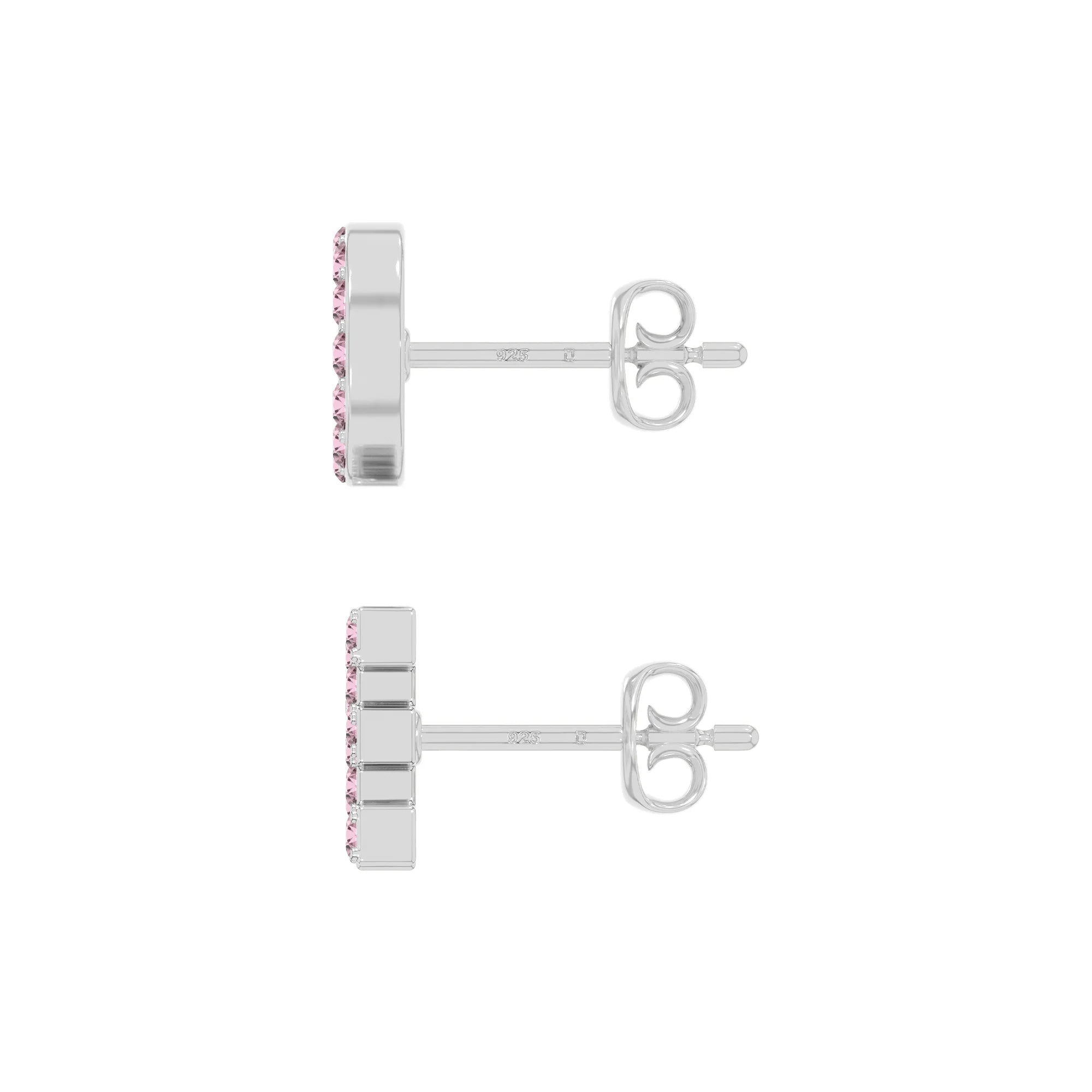 natural pink-tourmaline love stud earrings in sterling silver 