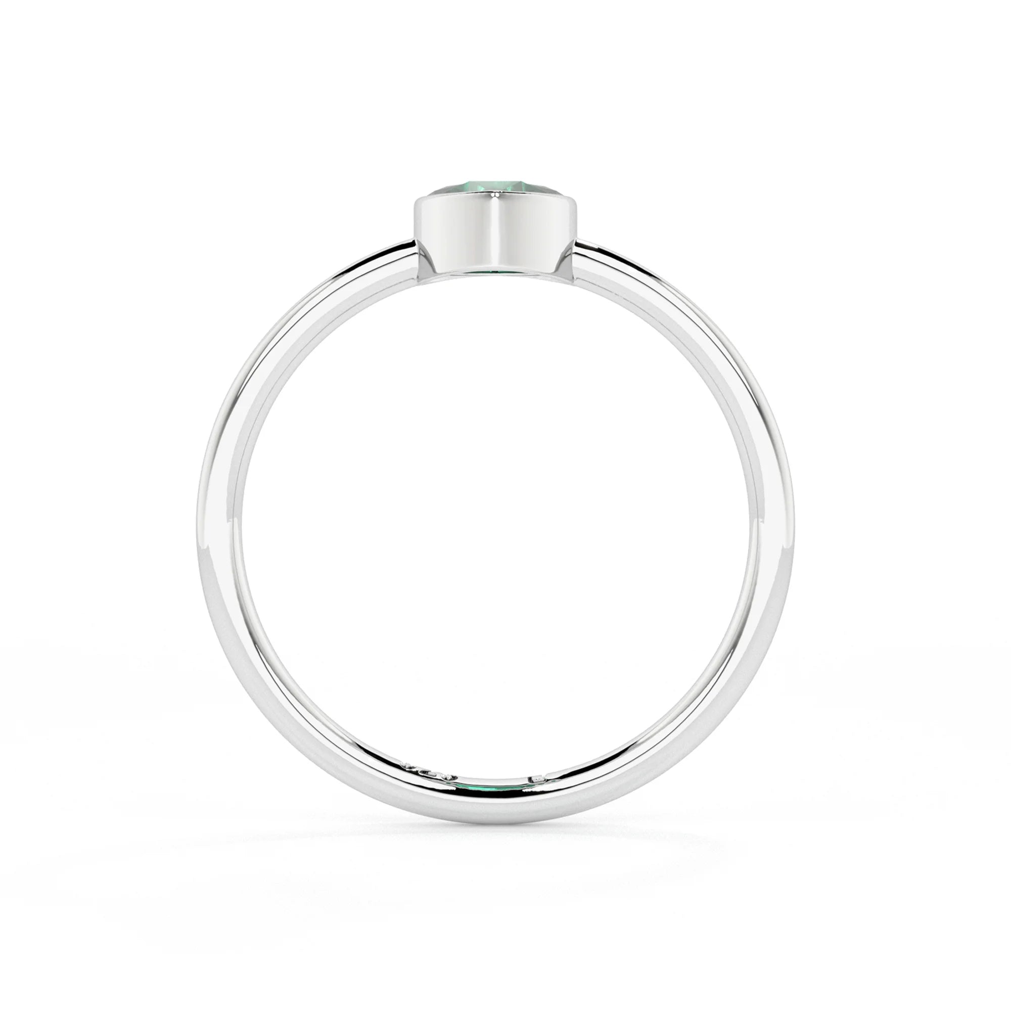 emerald pear cut stackable bezel-set ring