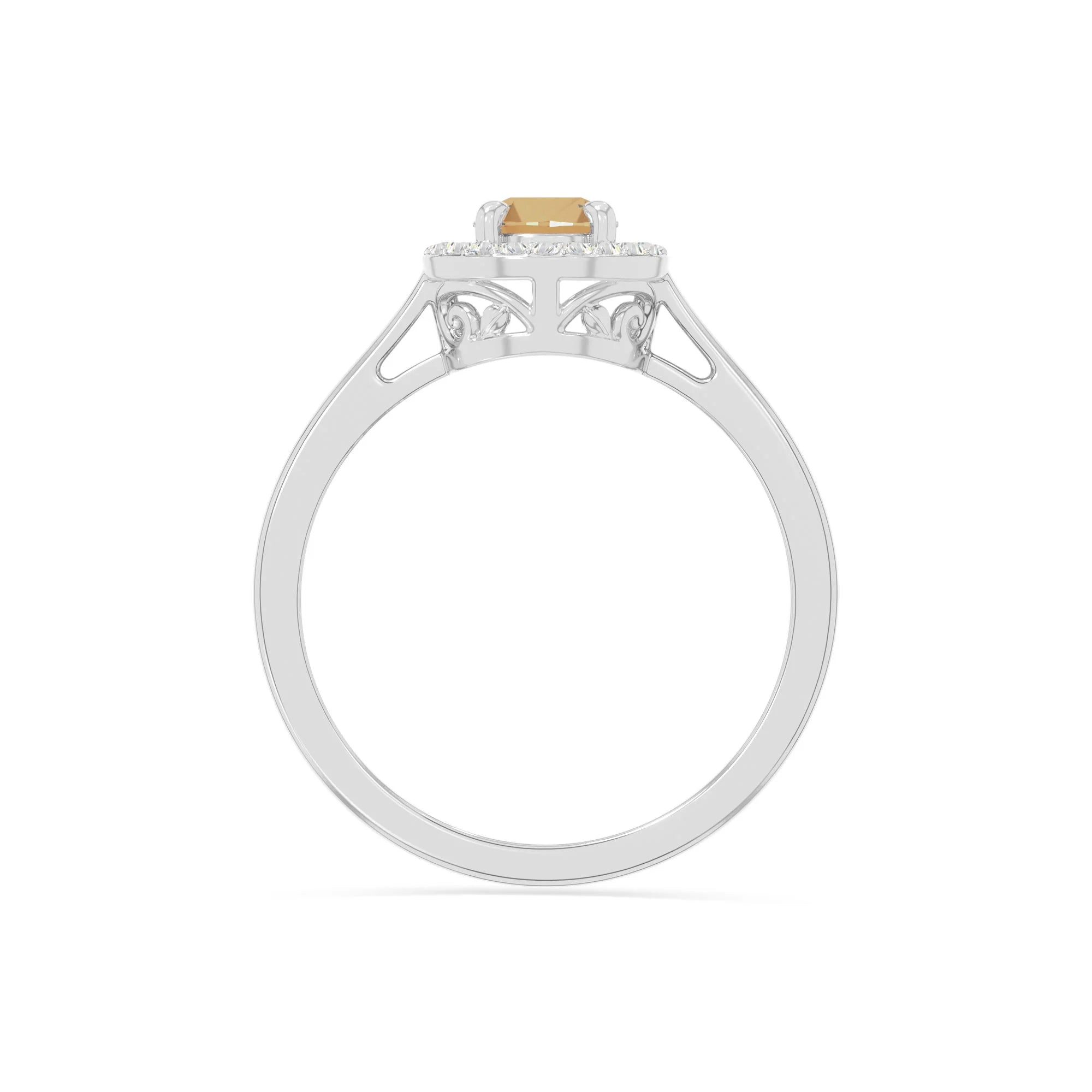 natural citrine solitaire halo engagement rings in sterling silver 