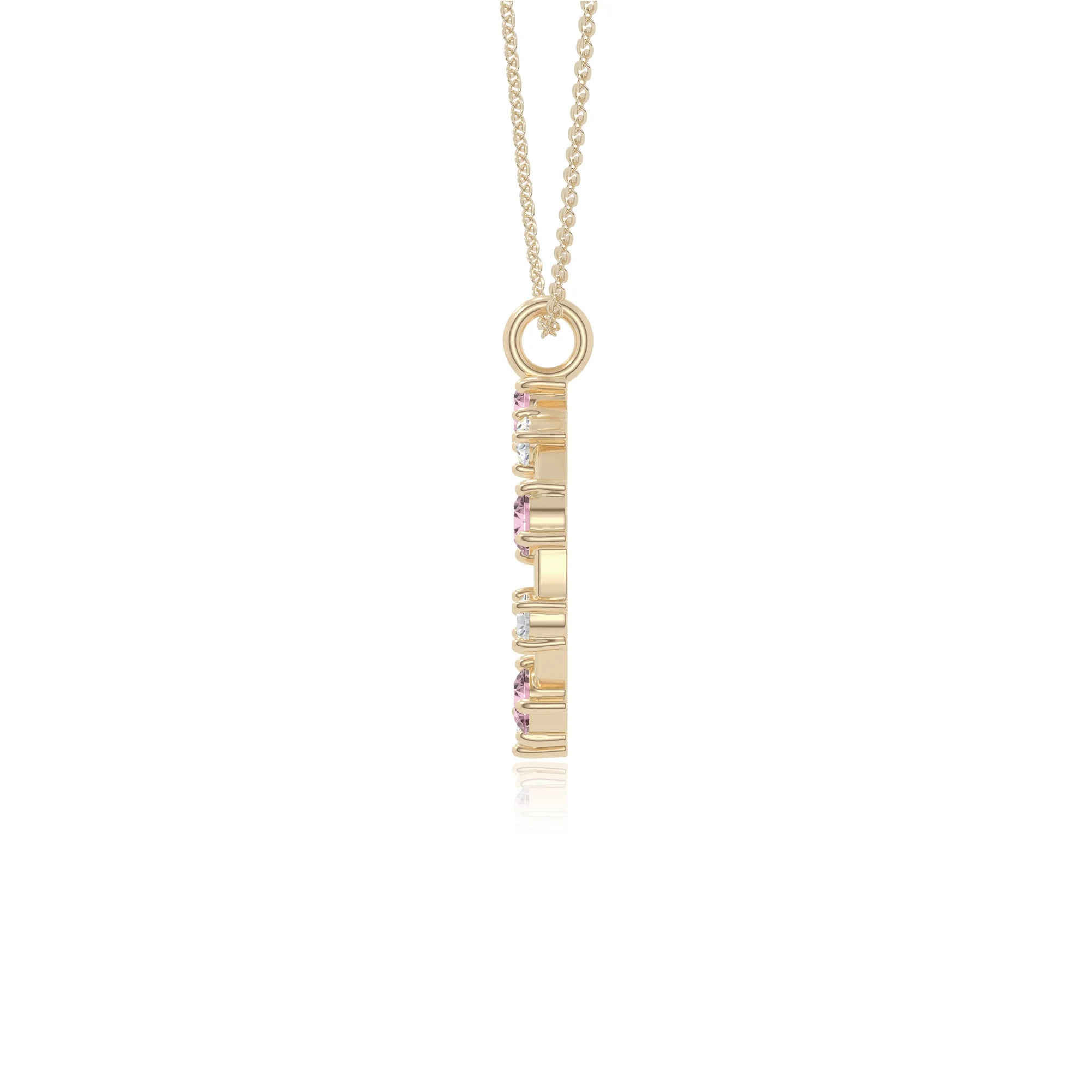 natural pink-tourmaline infinity love knot necklaces in yellow gold vermeil 