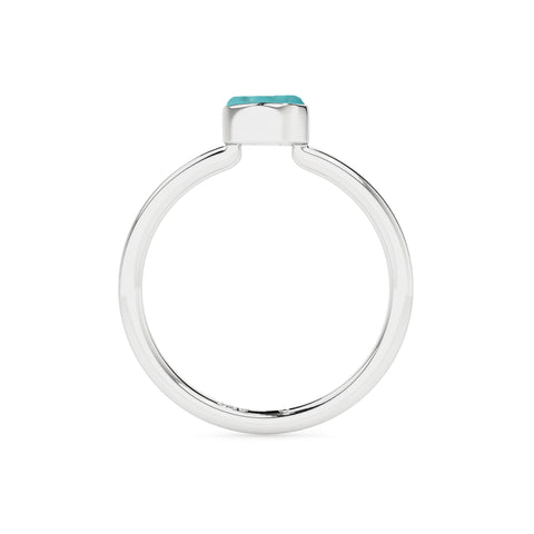 turquoise rough shape stackable bezel-set ring