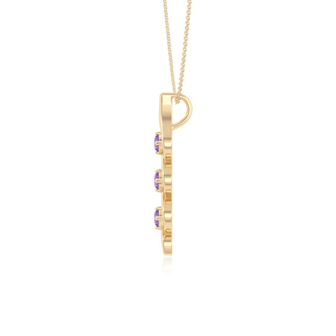 natural amethyst 3 stone helix necklaces in yellow gold vermeil 