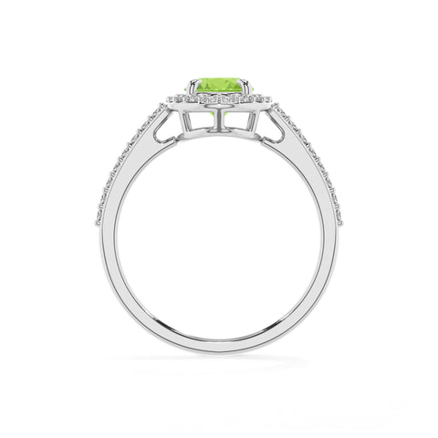 natural peridot oval half eterity halo solitaire engagement ring