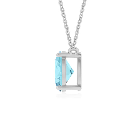 lab grown aquamarine oval shape solitaire v-bale pendant necklace