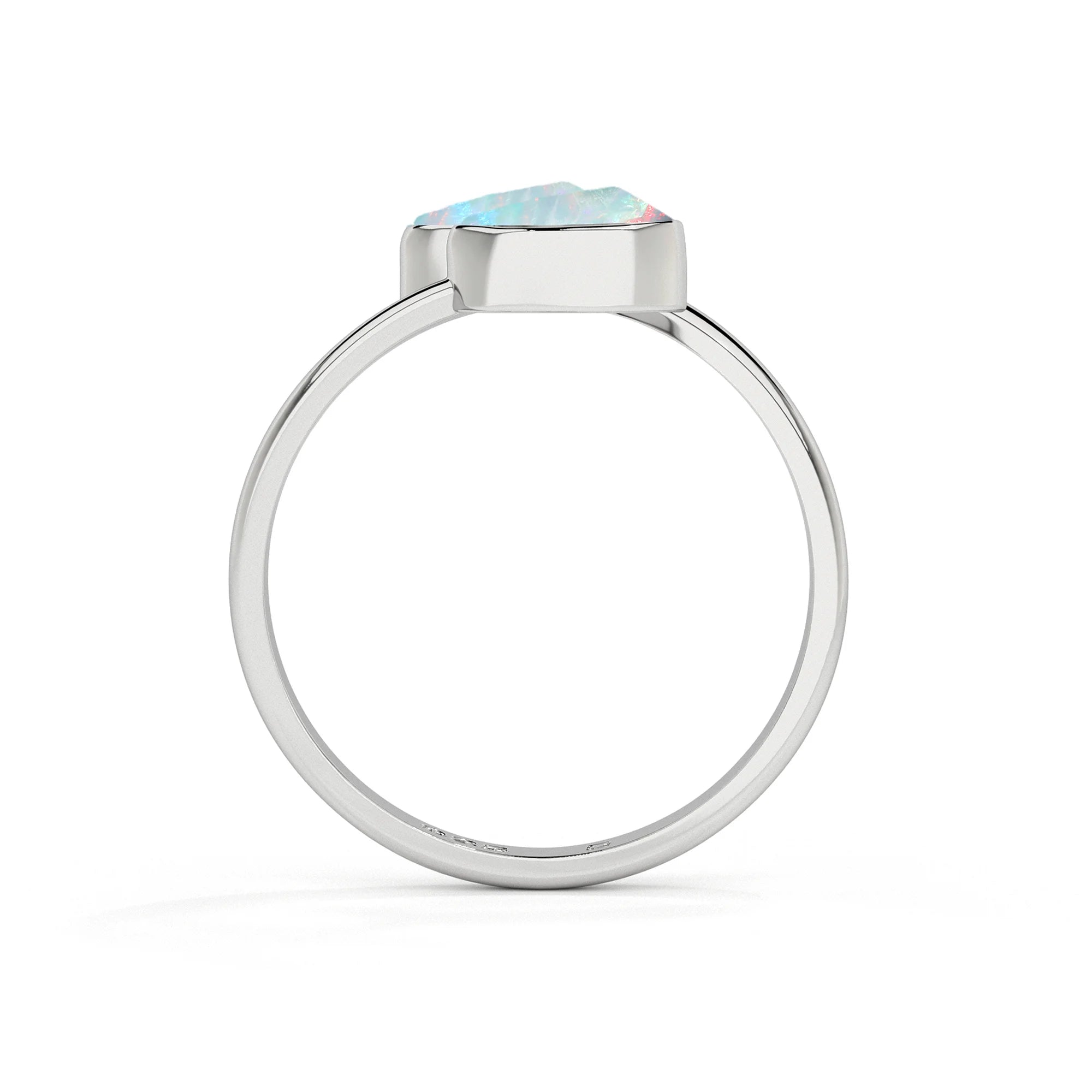 ethiopian-opal rough shape stackable bezel-set ring