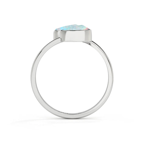 ethiopian-opal rough shape stackable bezel-set ring