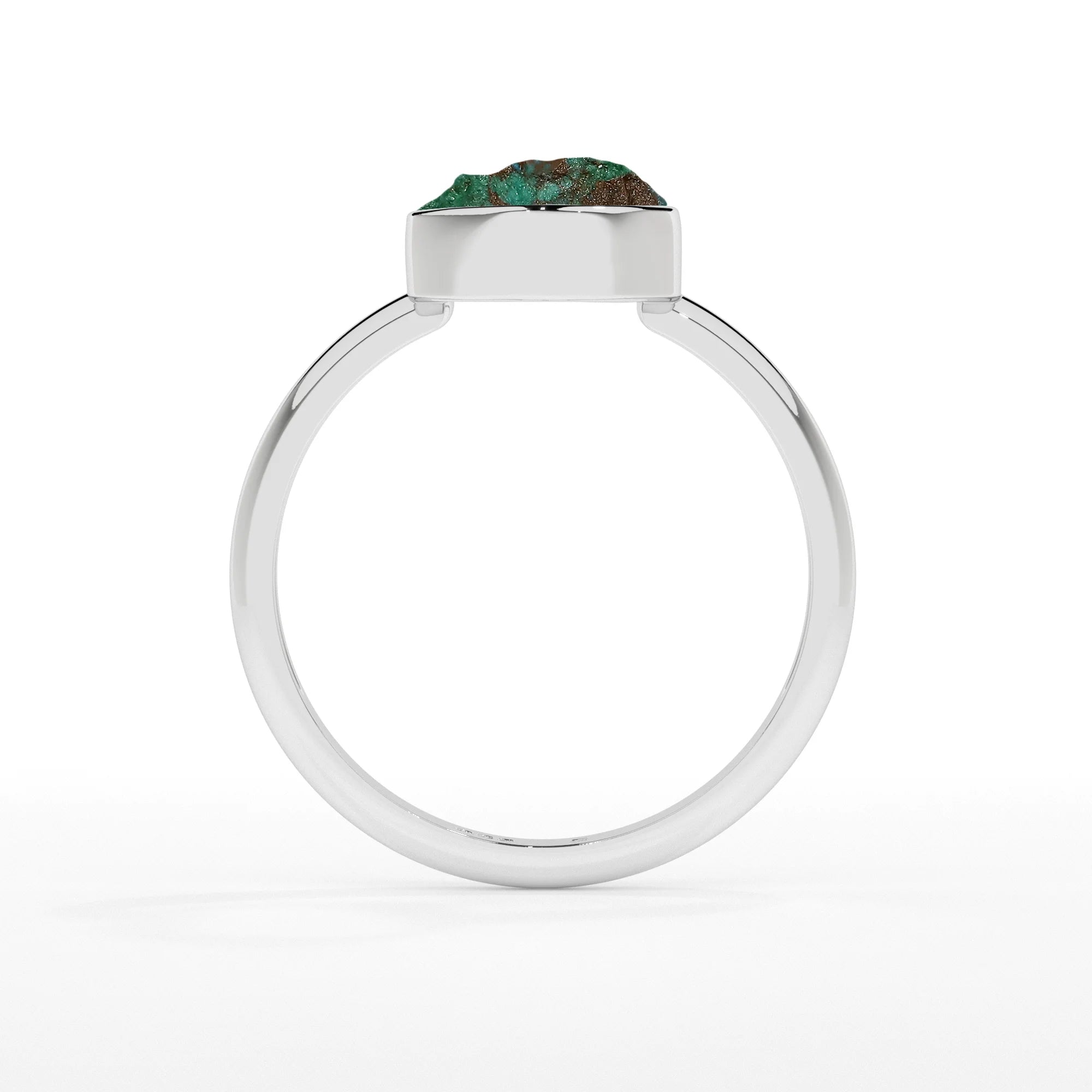 chrysocolla rough shape stackable bezel-set ring