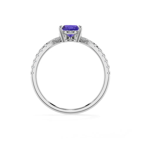 lab-grown tanzanite pear solitaire engagement ring