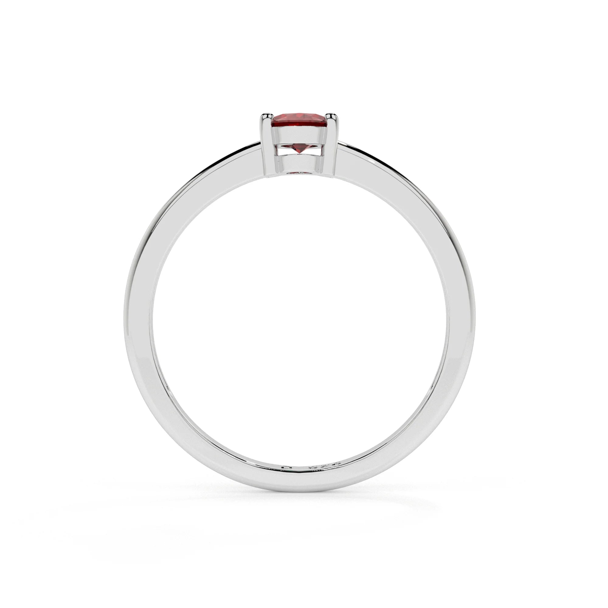 red garnet oval cut stackable prong-set ring