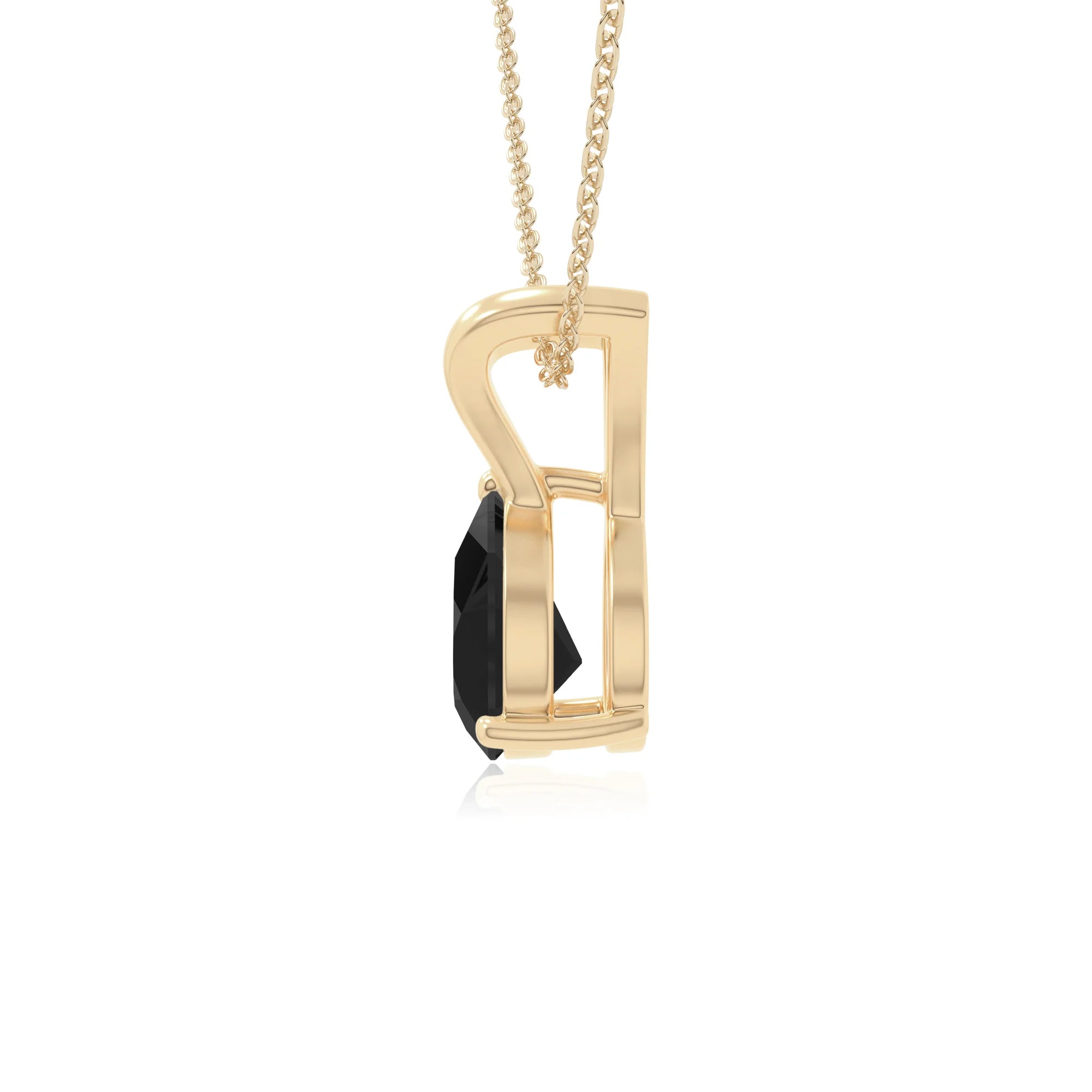 natural black-onyx v-bale solitaire necklaces in yellow gold vermeil 