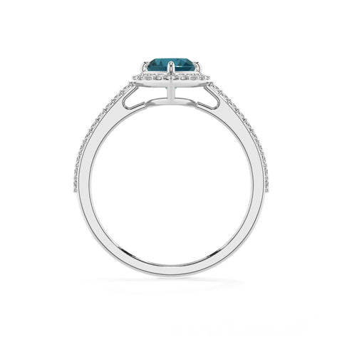 natural london blue topaz heart half eterity halo solitaire engagement ring