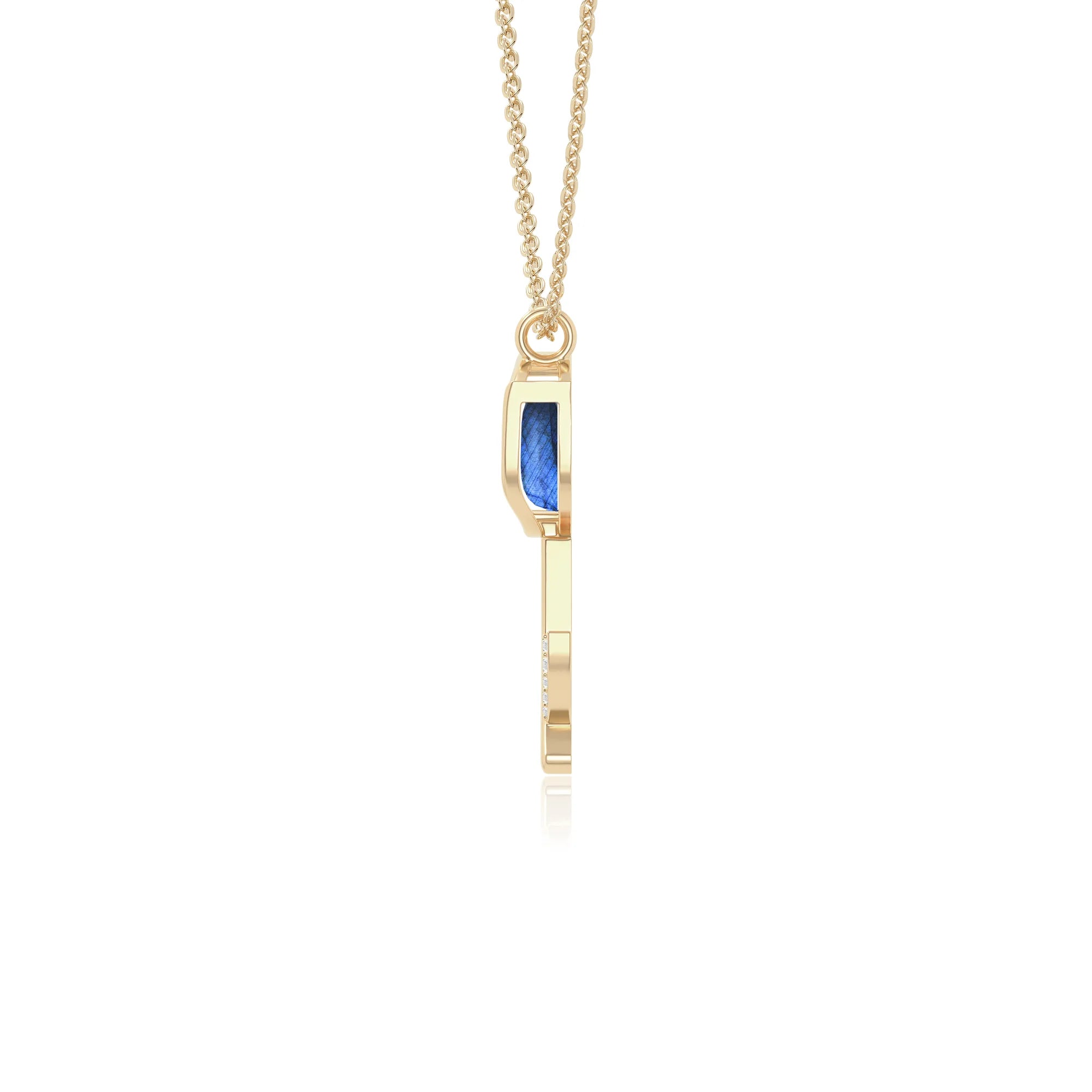natural labradorite tulip necklaces in yellow gold vermeil 