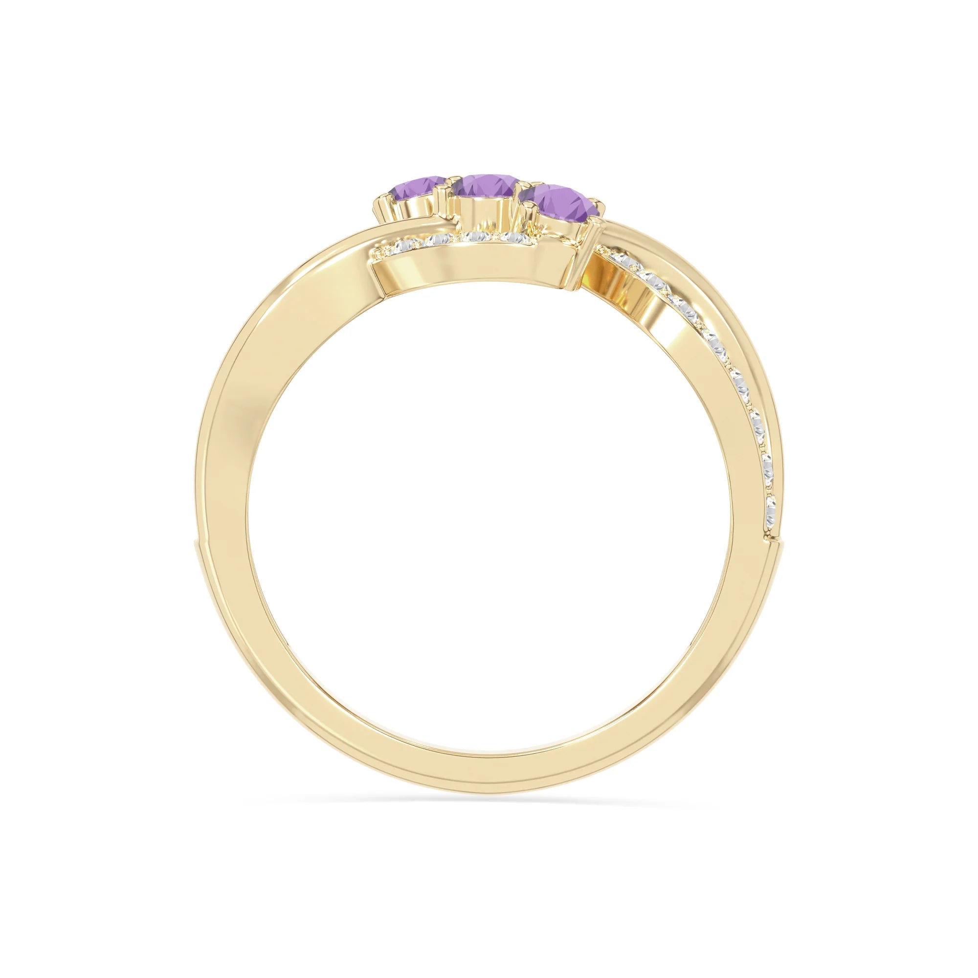 natural amethyst infinity promise rings in yellow gold vermeil