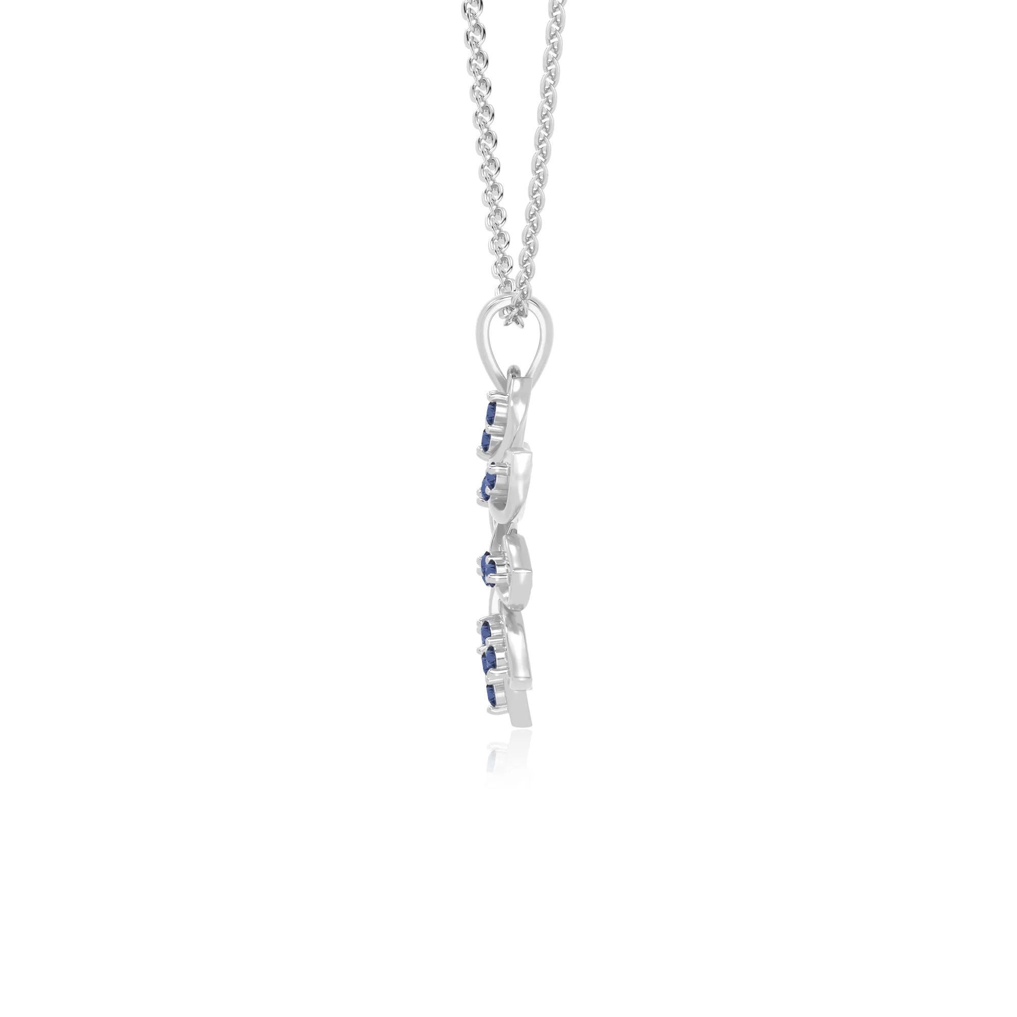 natural blue-sapphire flower necklaces in sterling silver 