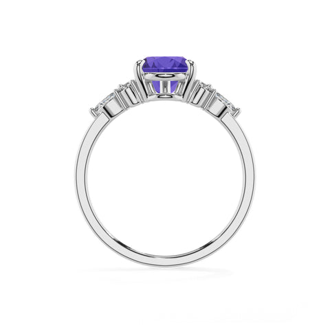 lab-grown tanzanite pear solitaire engagement ring