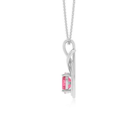 natural pink-tourmaline round shape solitaire infinity knot pendant necklace