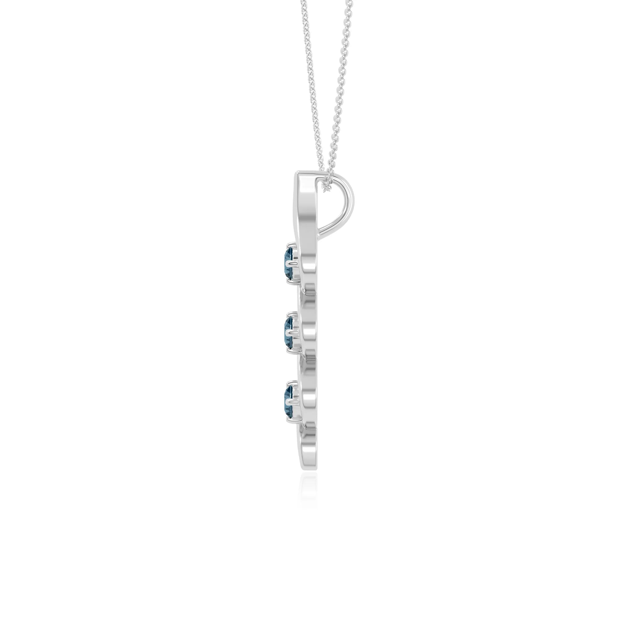 natural london-blue-topaz 3 stone helix necklaces in sterling silver 