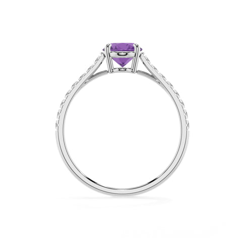 lab grown amethyst oval half eterity solitaire engagement ring