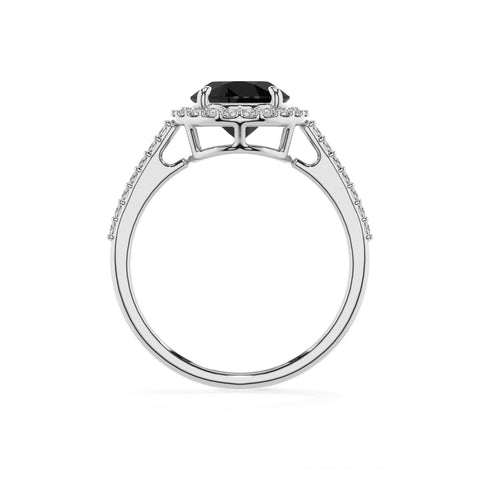 natural black-onyx round half eterity halo solitaire engagement ring