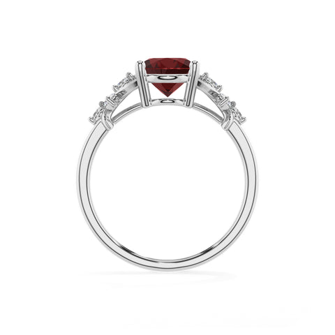 natural garnet oval criss cross solitaire engagement ring