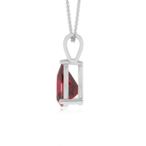 lab grown ruby trillion shape solitaire v-bale pendant necklace