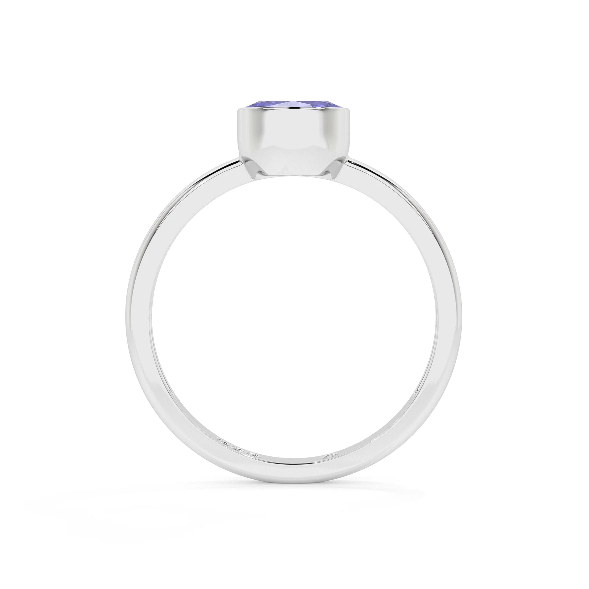 tanzanite oval cut stackable bezel-set ring
