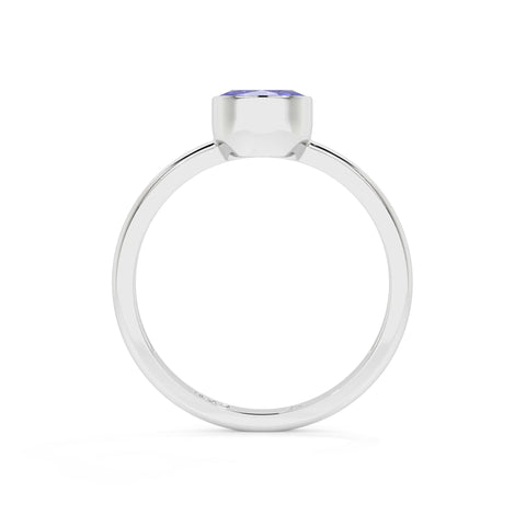 tanzanite oval cut stackable bezel-set ring