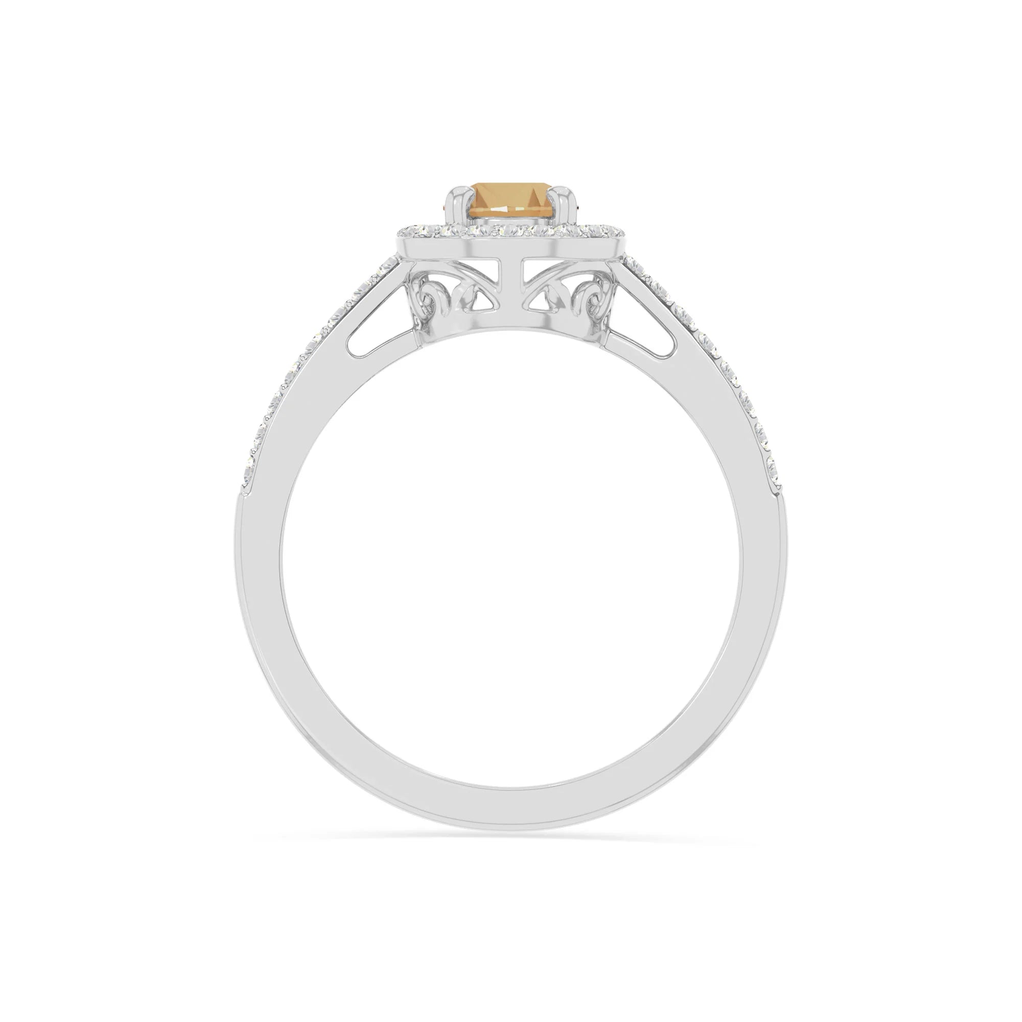 natural citrine solitaire halo engagement rings in sterling silver 