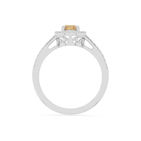 natural citrine solitaire halo engagement rings in sterling silver 