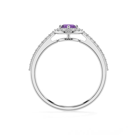 lab grown amethyst pear half eterity halo solitaire engagement ring