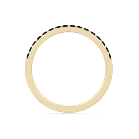 natural black onyx half eternity band rings in yellow gold vermeil