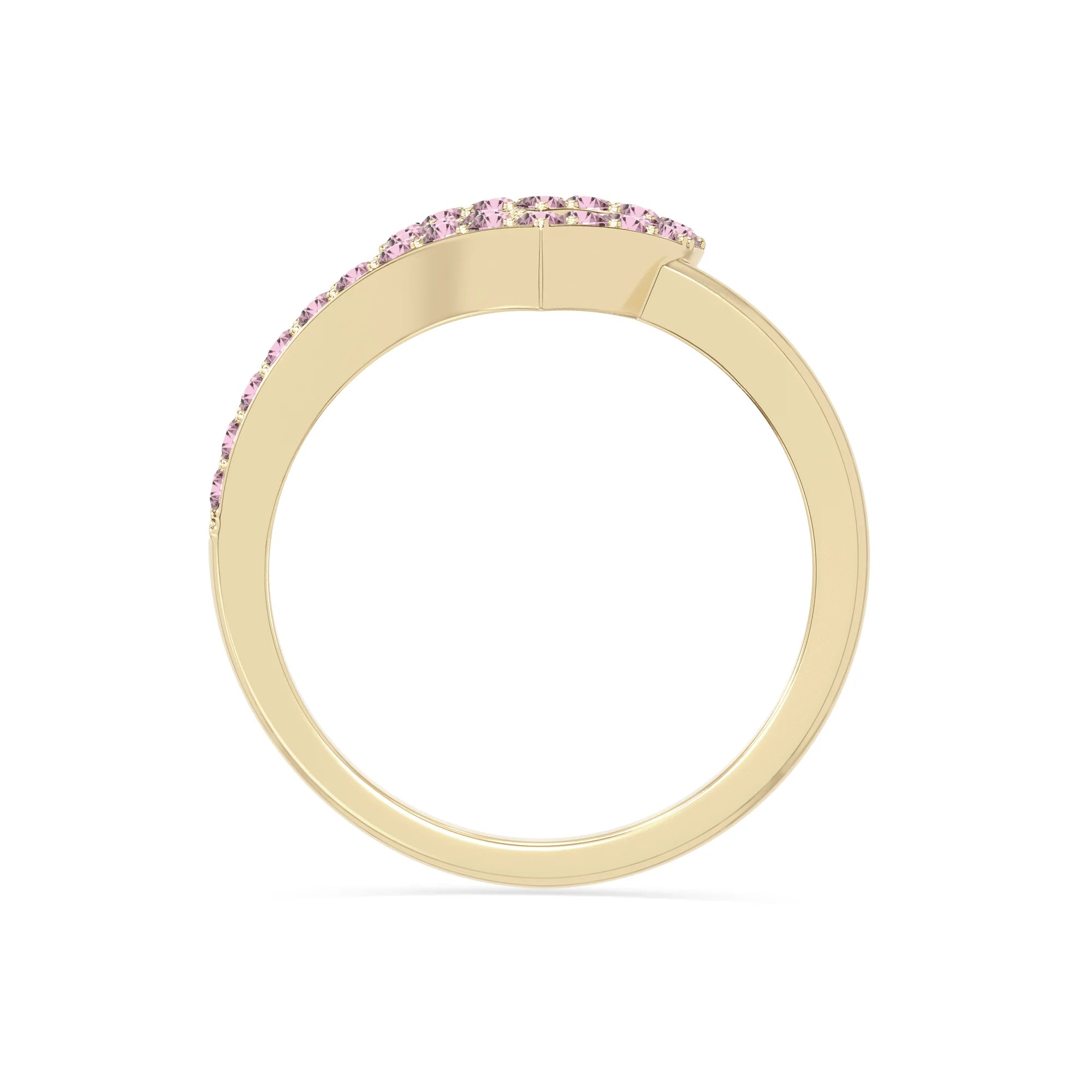 natural pink tourmaline heart promise rings in yellow gold vermeil