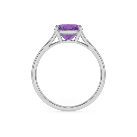 lab grown amethyst cushion solitaire engagement ring