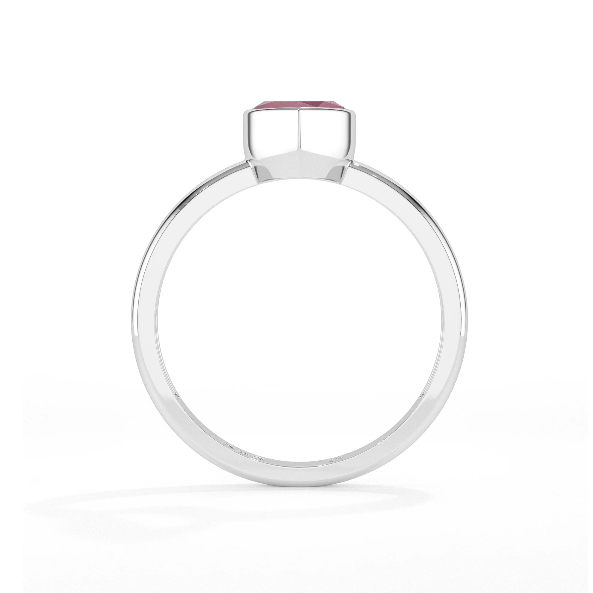 ruby pear cut stackable bezel-set ring