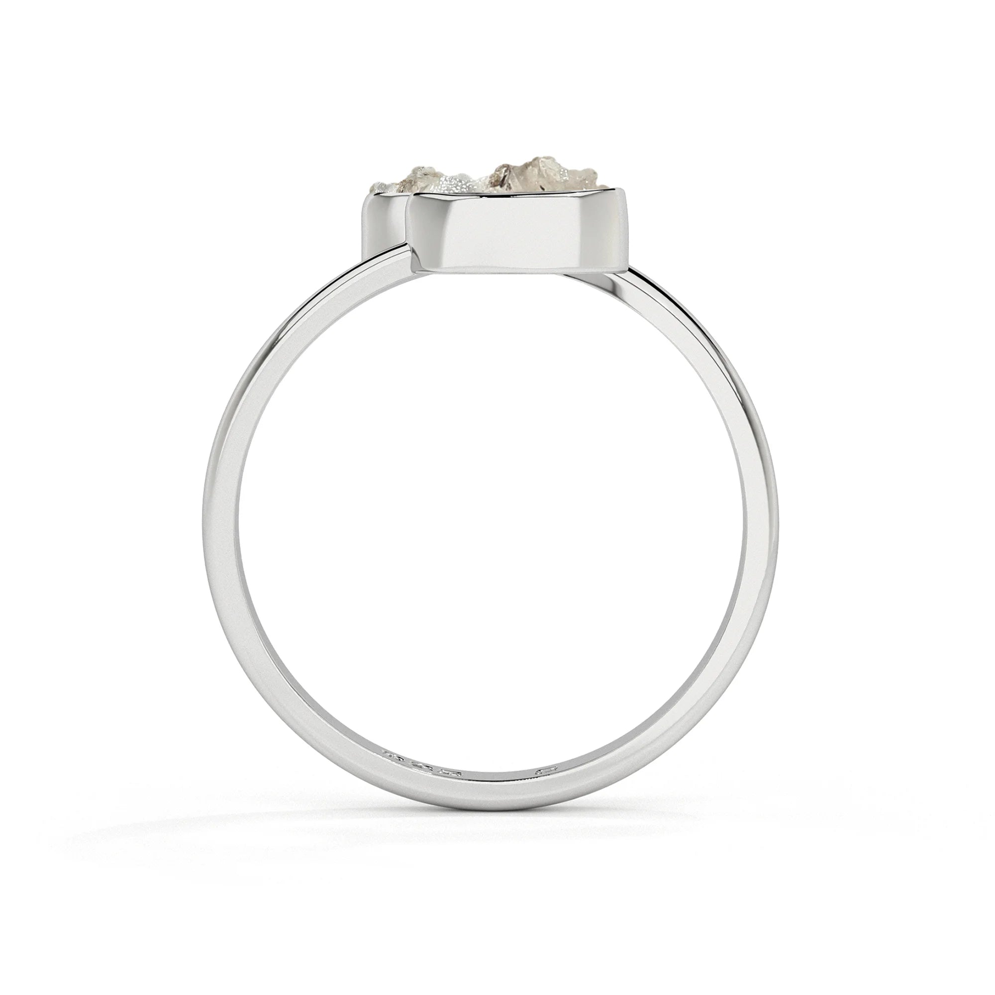 petroleum-quartz rough shape stackable bezel-set ring