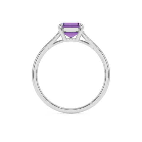 lab grown amethyst emerald solitaire engagement ring