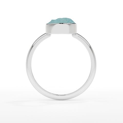 aquamarine rough shape stackable bezel-set ring