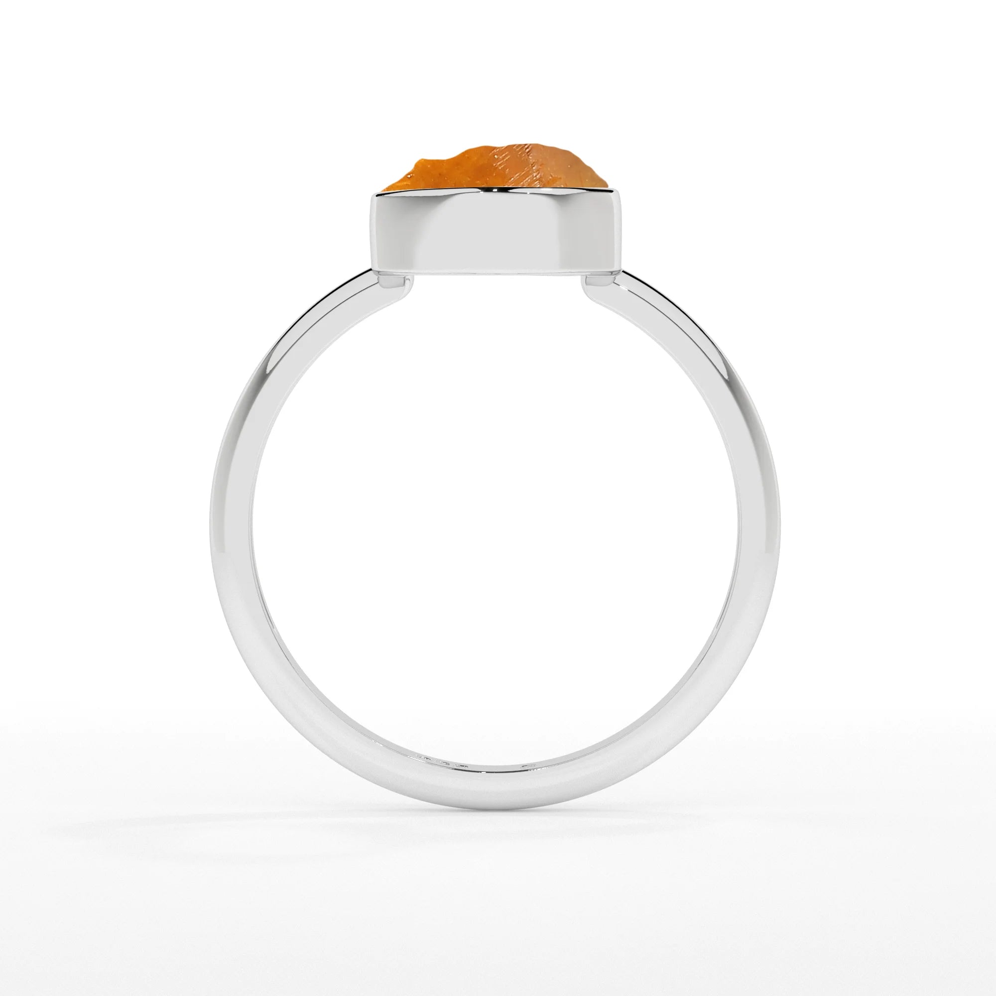 citrine rough shape stackable bezel-set ring
