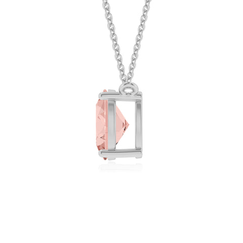 lab grown morganite oval shape solitaire v-bale pendant necklace