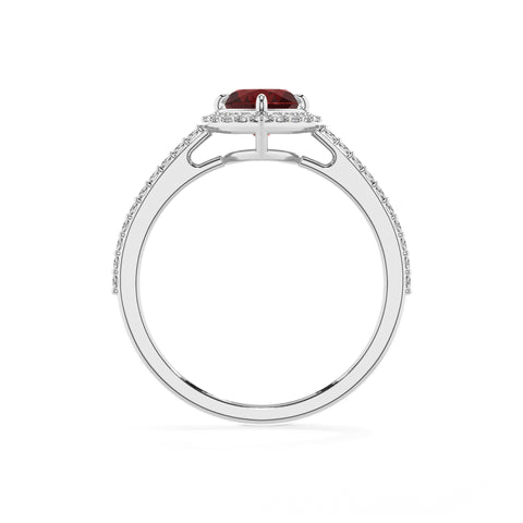 natural garnet heart half eterity halo solitaire engagement ring