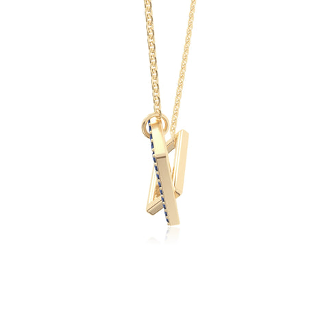natural blue sapphire interlock necklaces in yellow gold vermeil 