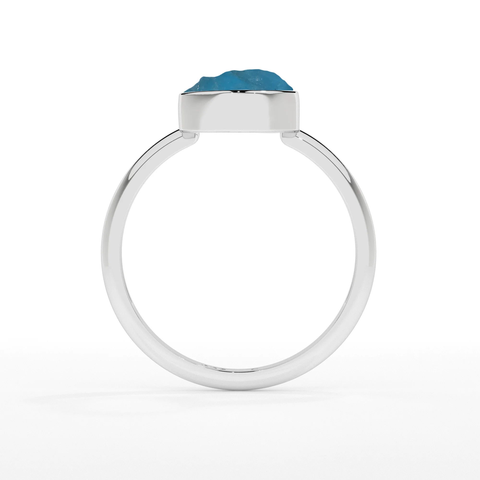 neon-apatite rough shape stackable bezel-set ring
