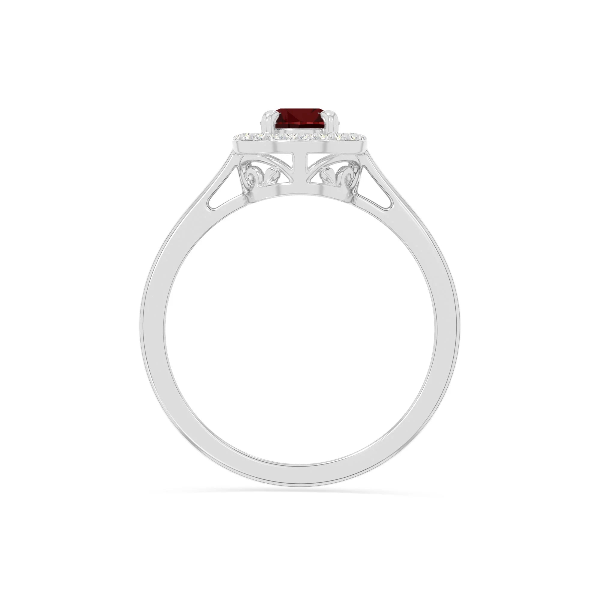natural garnet solitaire halo engagement rings in sterling silver 