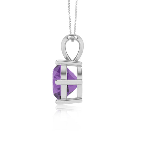 lab grown amethyst round shape solitaire pendant necklace