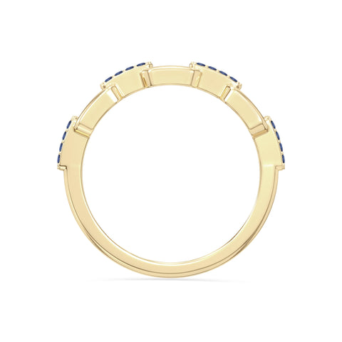 natural blue sapphire interlocking wedding band rings in yellow gold vermeil