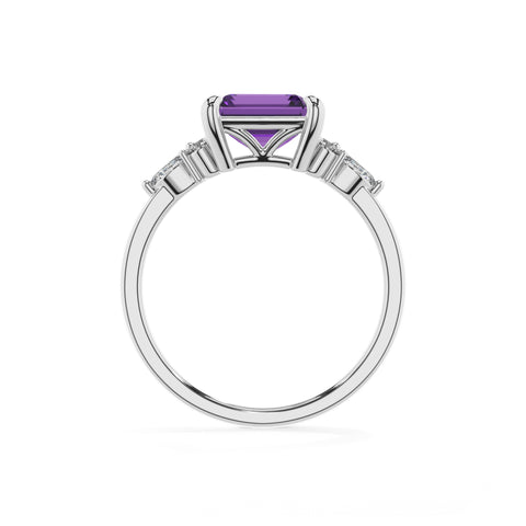 lab grown amethyst emerald solitaire engagement ring